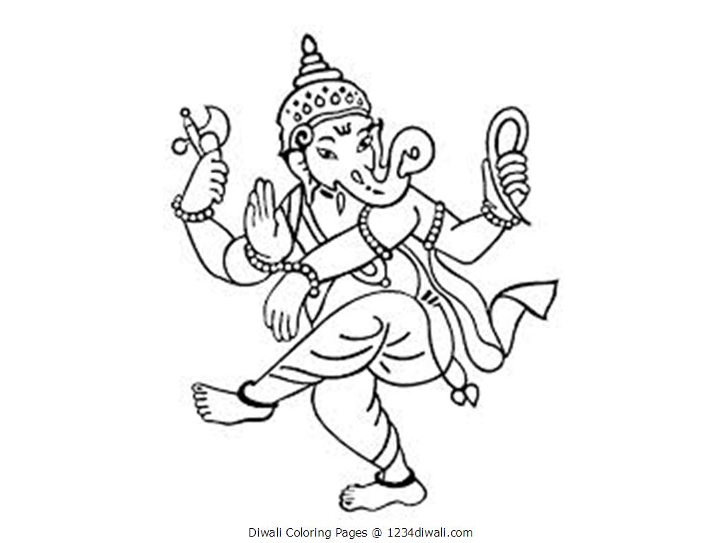 1024x768 Diwali Diya Coloring Page Free Printable Pages