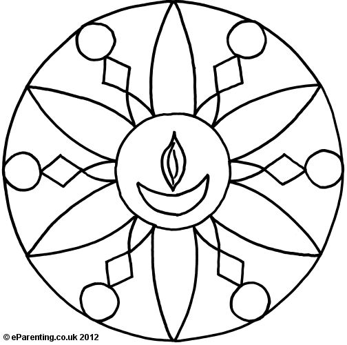 504x500 Kindergarten Diwali Colouring Pages For Kids Rangoli