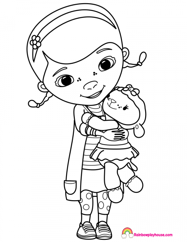 595x770 Doc Mcstuffins And Lambie Coloring Page