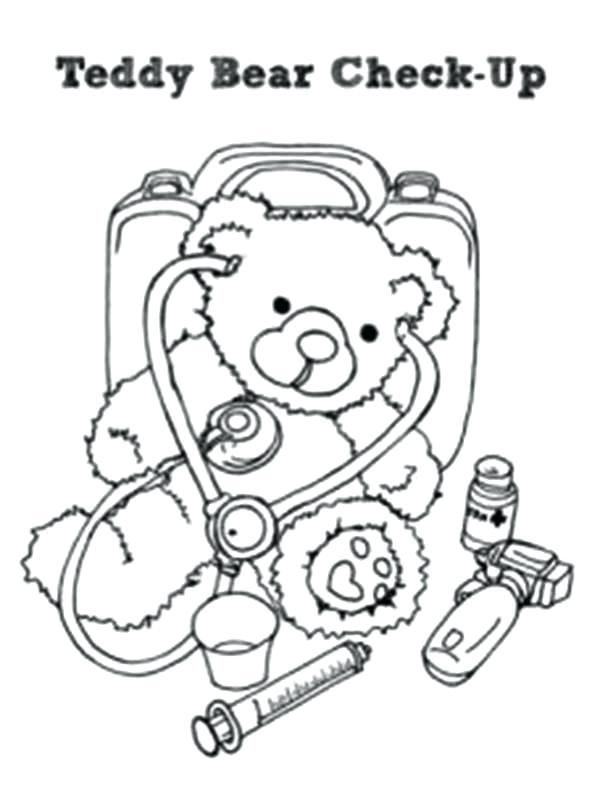 600x787 Doctor Coloring Page Teddy Bear Check Up His Medical Condition
