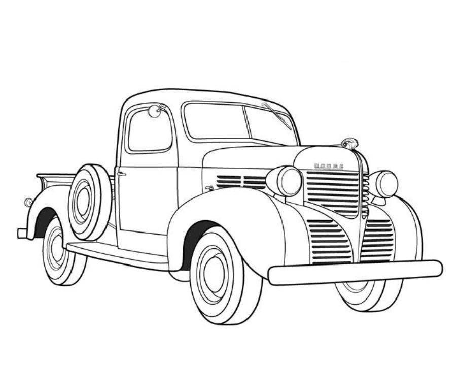 905x719 Dodge Pickup Old Car Coloring Pages Free Online Cars