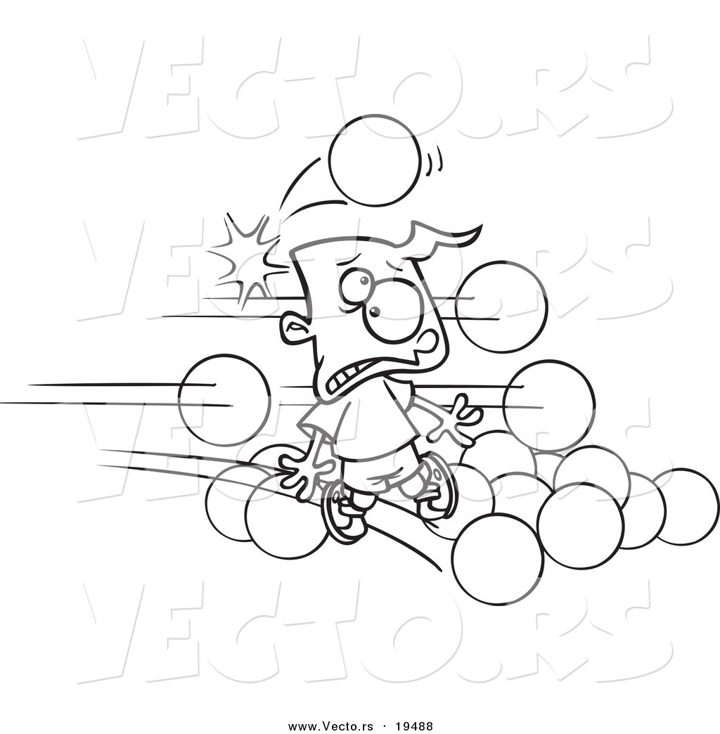 1024x1044 Vector Of A Cartoon Black And White Outline Design Of Dodgeballs