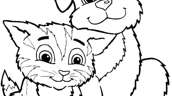 570x320 Dog And Cat Coloring Pages Color Pages Of Dogs Cat And Dog
