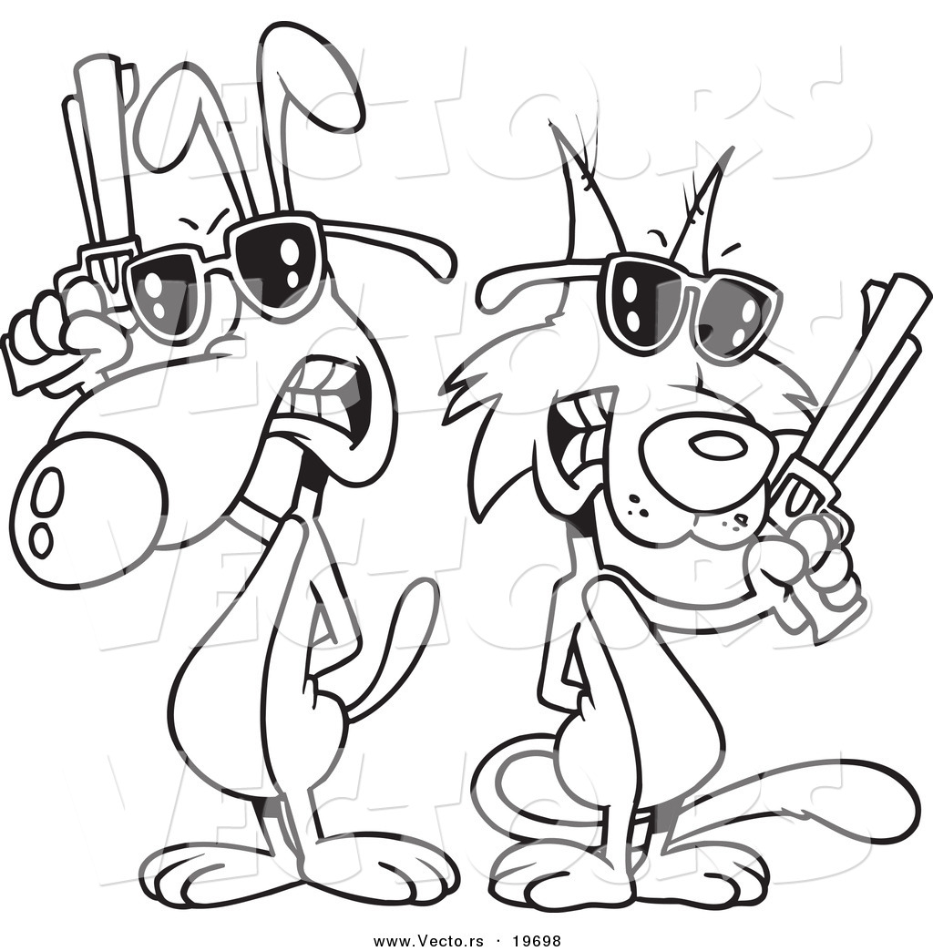 1024x1044 Vector Of A Cartoon Cat And Dog Duel