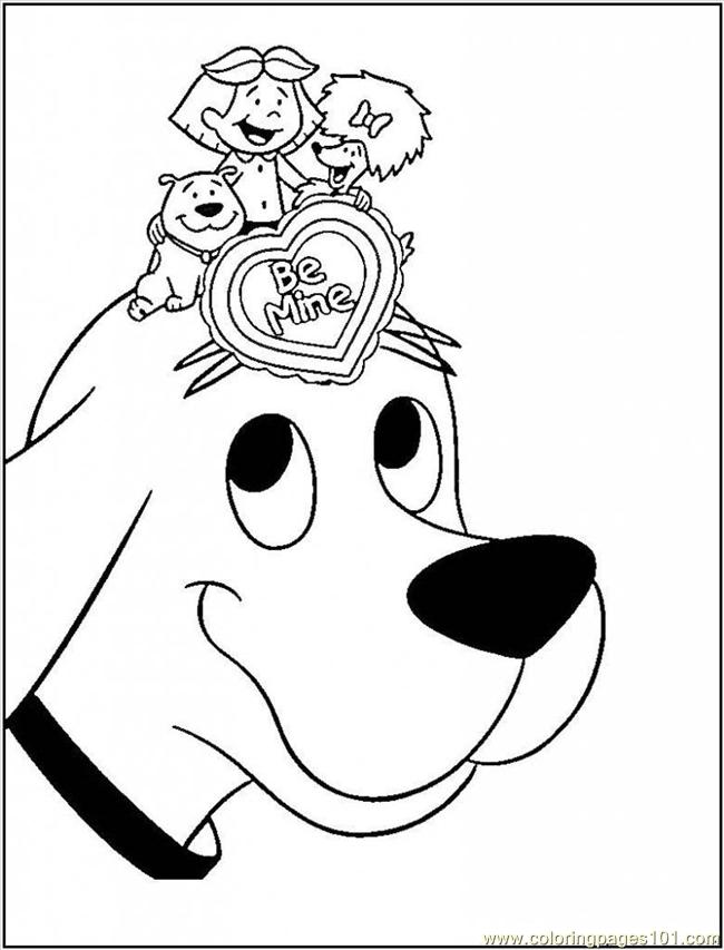 650x853 Printable Coloring Page Clifford Big Red Dog Cartoon Valentine