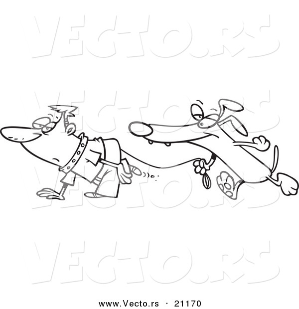 600x620 Vector Of A Cartoon Dog Walking A Man On A Leash