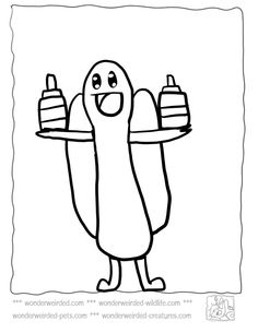 236x305 Food Coloring Pages Cartoon Hot Dog