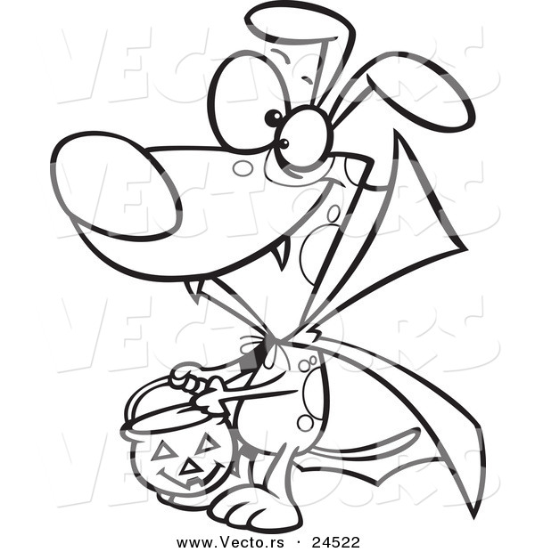 600x620 Vector Of A Cartoon Halloween Vampire Dog Trick Or Treating