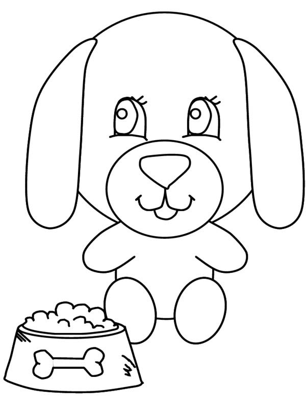 600x800 A Big Head Dog And His Meal Coloring Page