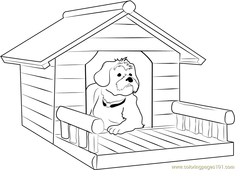 800x580 Dog House With Porch Coloring Page
