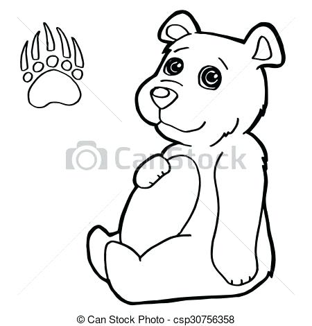 450x470 Image Of Bear With Paw Print Coloring Pages Vector Vector Bear