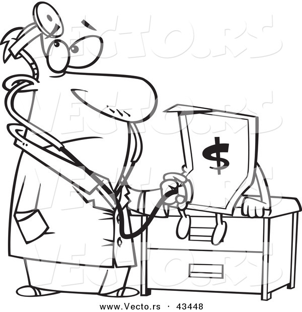 600x620 Vector Of A Male Cartoon Doctor Diagnosing The Dollar