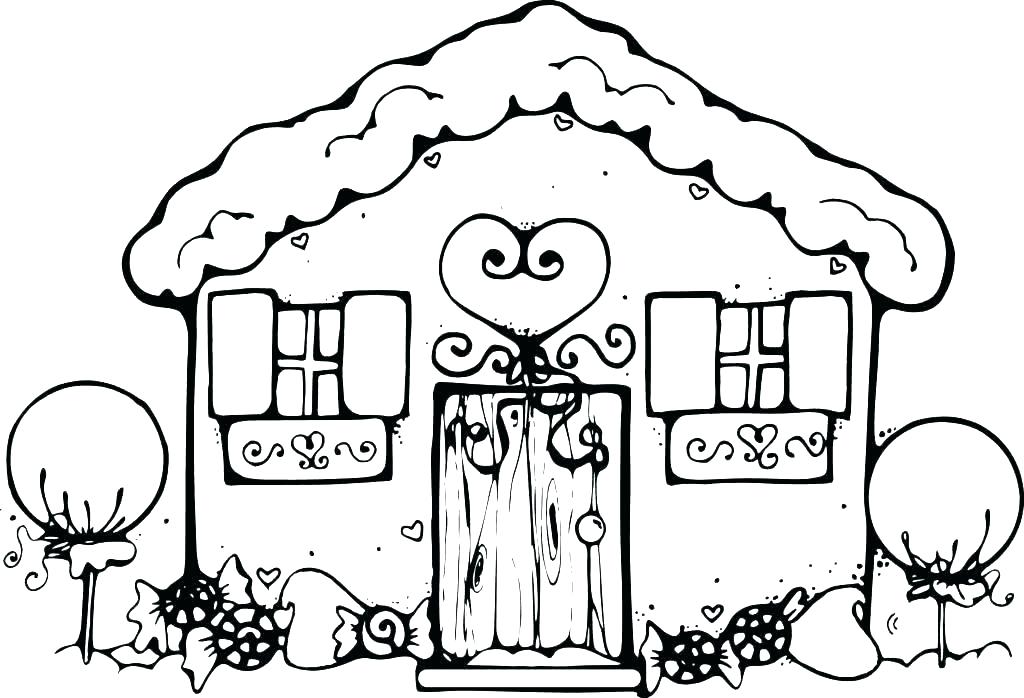 1024x698 House Coloring Pages Printable Gingerbread House Coloring Page