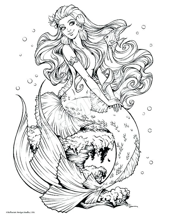 570x738 Coloring Page Mermaid Mermaid Coloring Page Fishy Friends Adult
