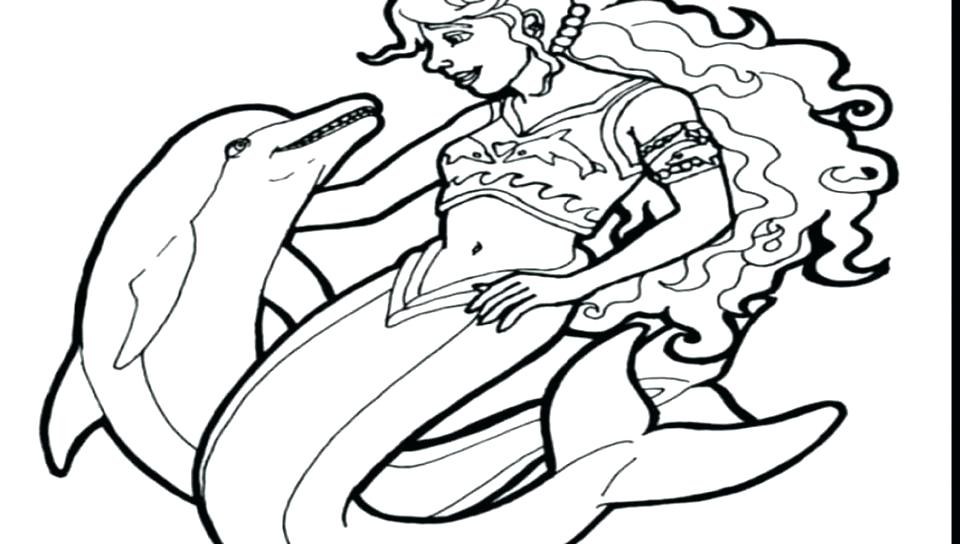 960x544 Dolphin Coloring Pages Printable Dolphin With Mermaid Coloring