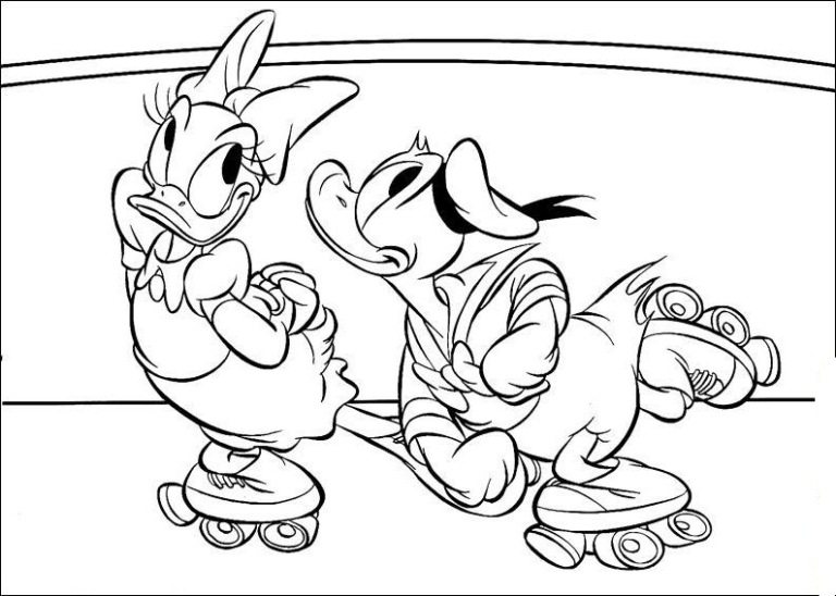 768x548 Donald And Daisy Skating On Ice Coloring Page Boys Pages