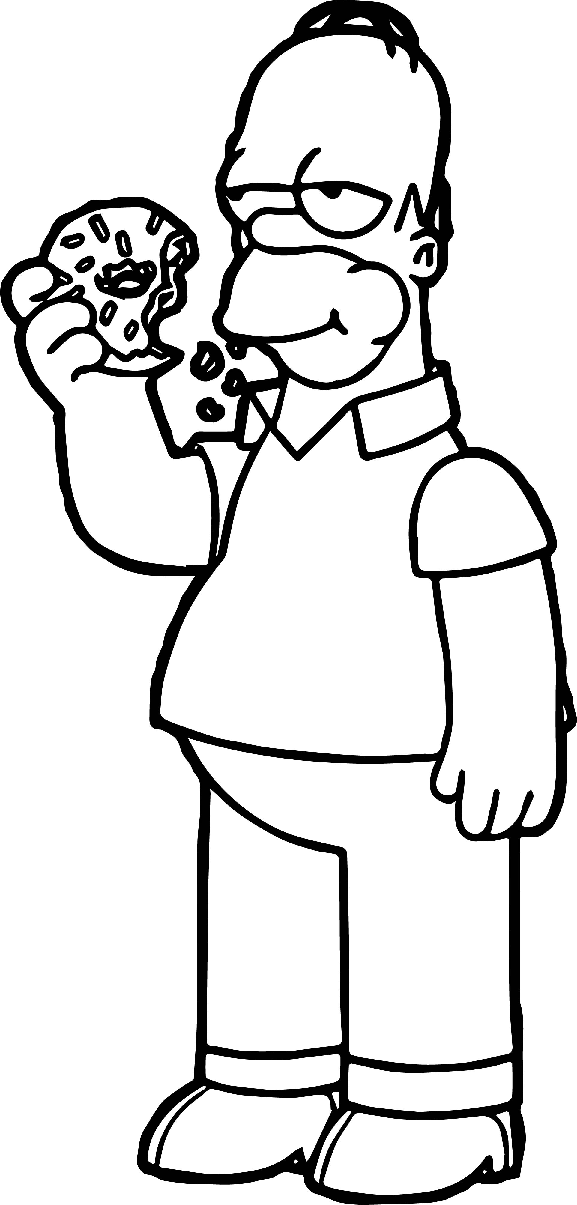 1924x4019 Homer Simpson Eating Donut Coloring Page Wecoloringpage