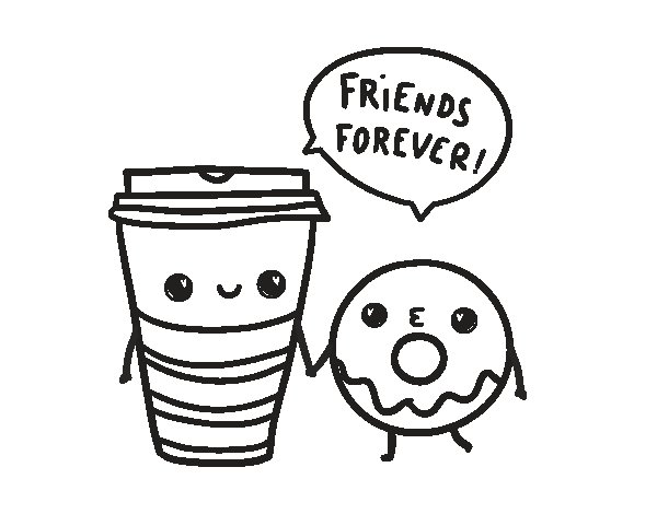 600x470 Coffee And Donut Coloring Page