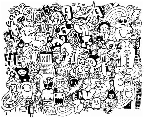 480x398 Doodle Art With Mash Up Themes Coloring Pages