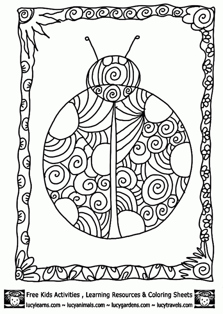 728x1024 Beautiful Ladybug Doodle Art Coloring Page For Adults Abstract