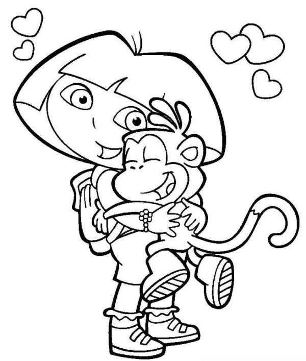 600x707 Dora The Explorer Hug Boots Coloring Page