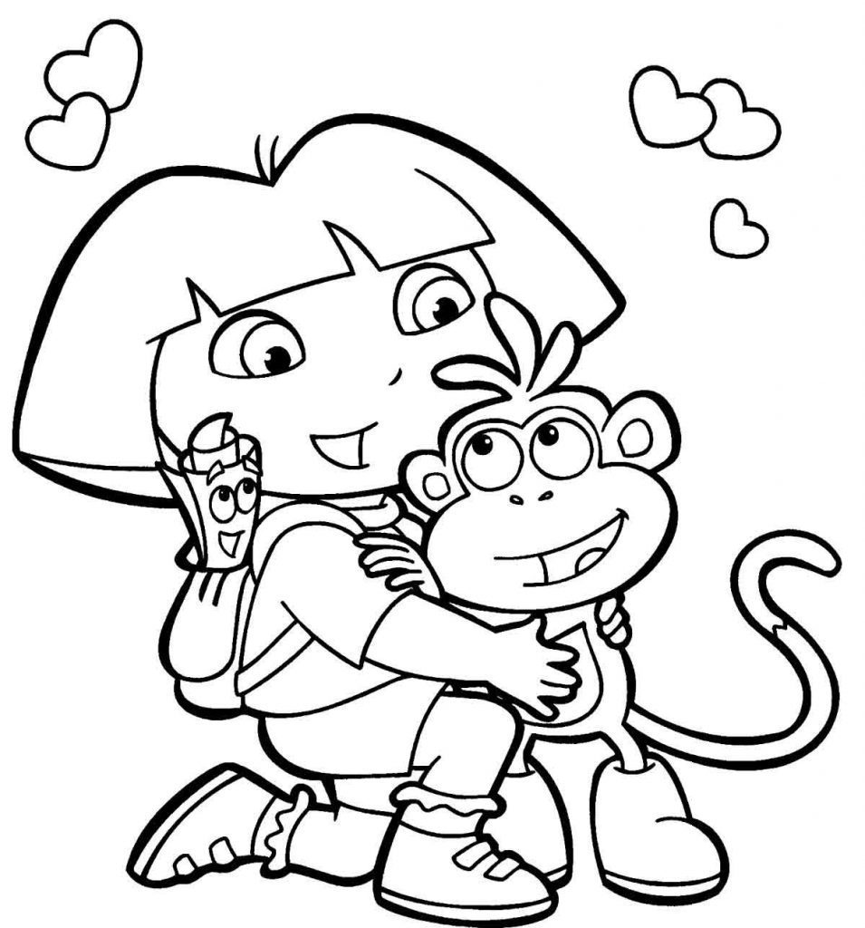 955x1024 Great Dora And Boots Coloring Pages