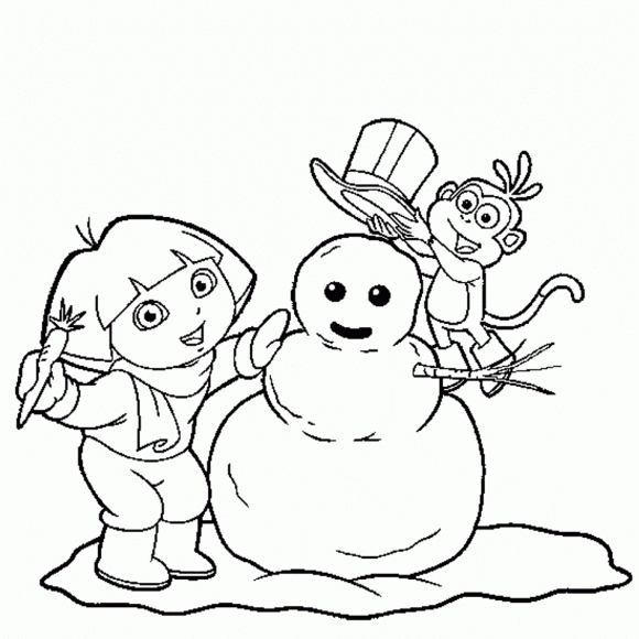 580x580 Dora Winter Boots Coloring Page Christmas Coloring Pages