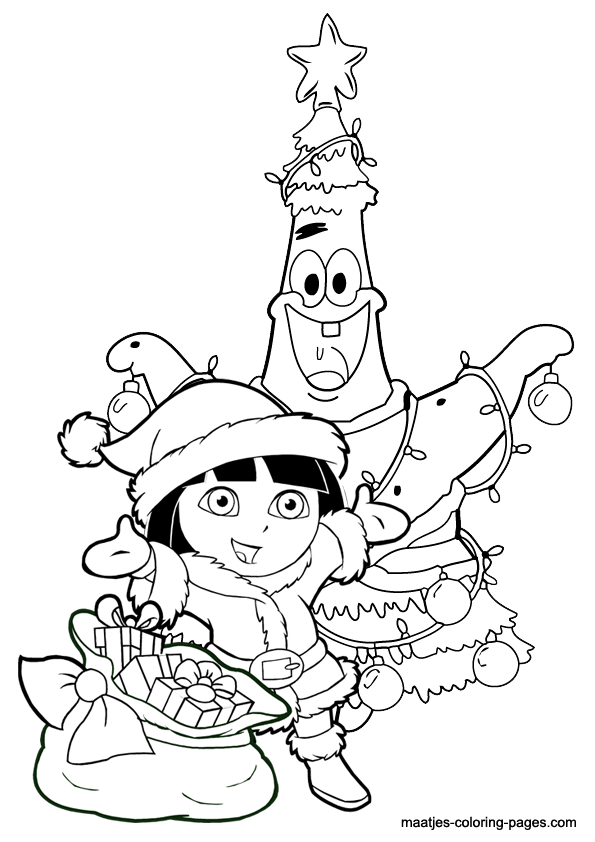 595x842 Dora The Explorer Christmas Coloring Pages