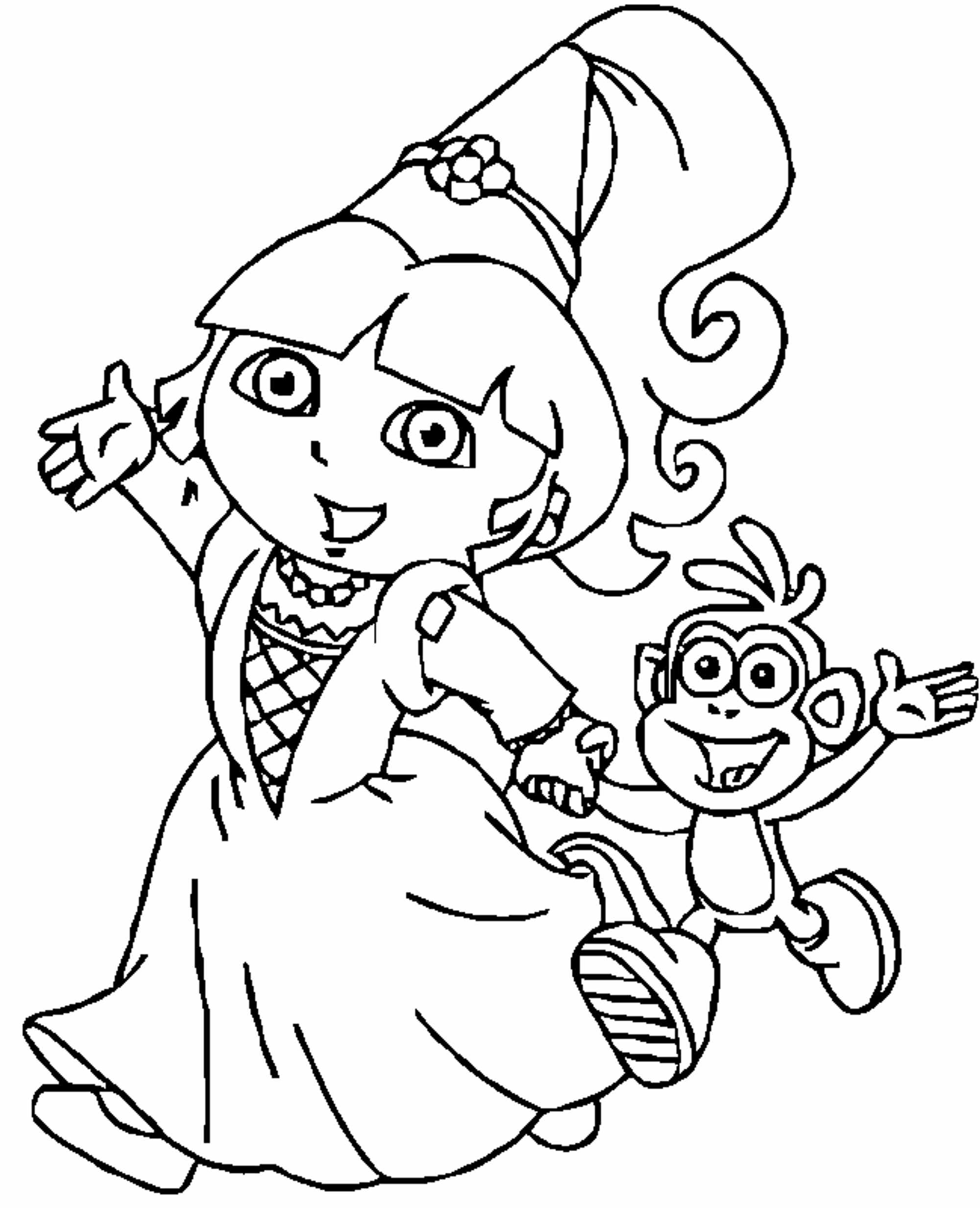 2000x2465 Simple Dora Princess Coloring Pages With Dora Coloring Pages