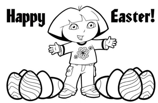 600x394 Dora Happy Easter Coloring Pages
