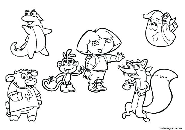 618x437 Dora Printable Coloring Pages The Explorer Adult Com And Boots