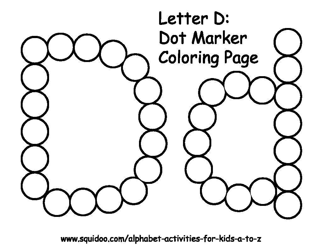 1024x791 Survival Dot Art Coloring Pages Letter D Marker Page Preschool
