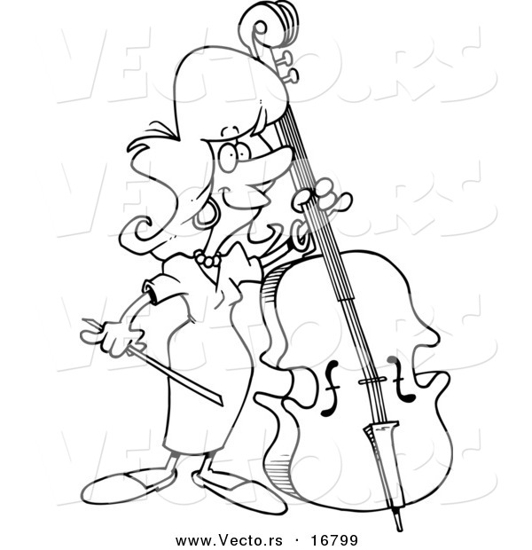 600x620 Vector Of A Cartoon Female Bass Player