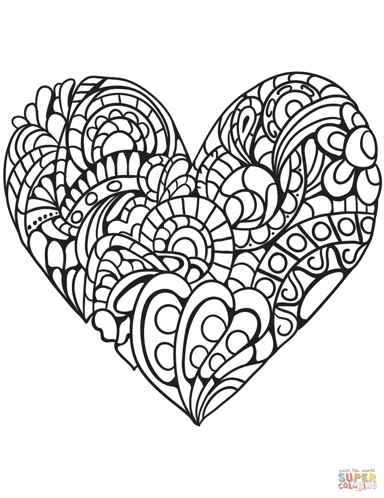 791x1024 Double Heart Coloring Pages