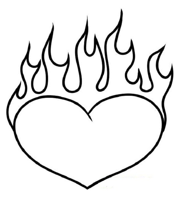 618x687 Best Flames Heart Coloring Pages Free Printable