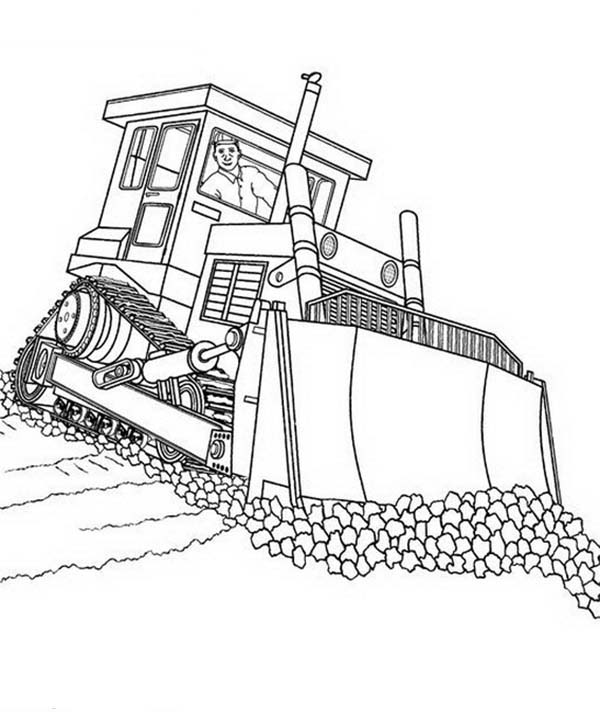 600x714 Fixing Road With Bulldozer Coloring Page Coloring Sun