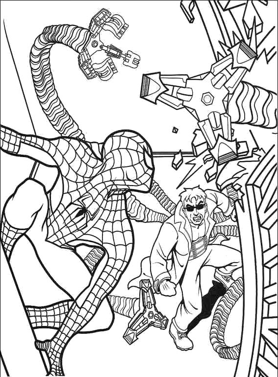 567x768 Spider Man Vs Doctor Octopus Coloring Page