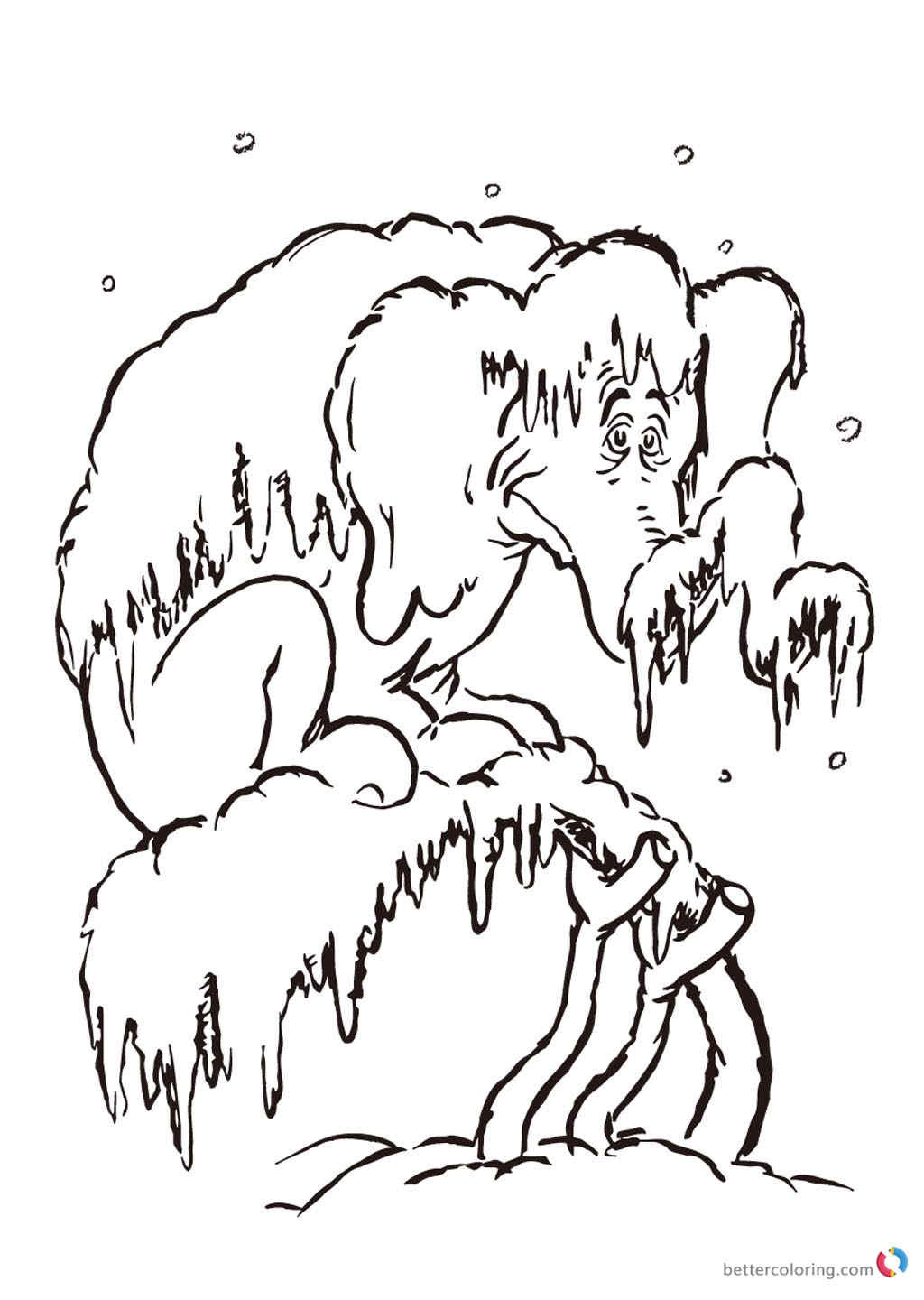 1024x1440 Dr Seuss Coloring Pages Winter Horton Free Printable Remarkable