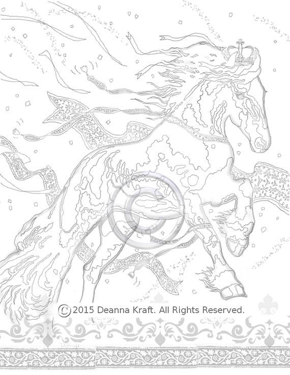 570x737 Royalty, Friesian, Charging Horse, Coloring Page, Horse, Horses