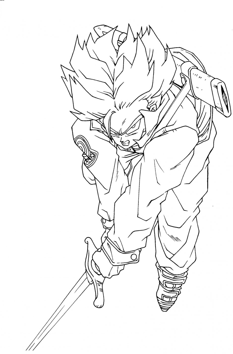 940x1425 Dragon Ball Z Saiyan Trunks Coloring Pages Trunks Dragon Ball