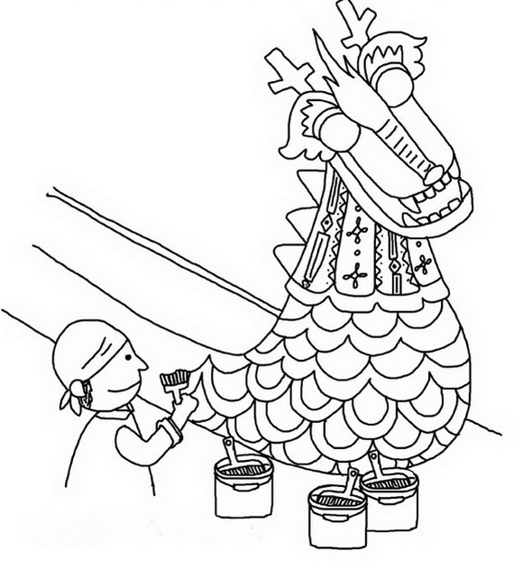 570x622 Chinese Dragon Boat Festival Coloring Pages Dragon Boat Festival