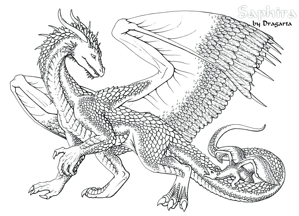 1000x723 Dragon Coloring Page