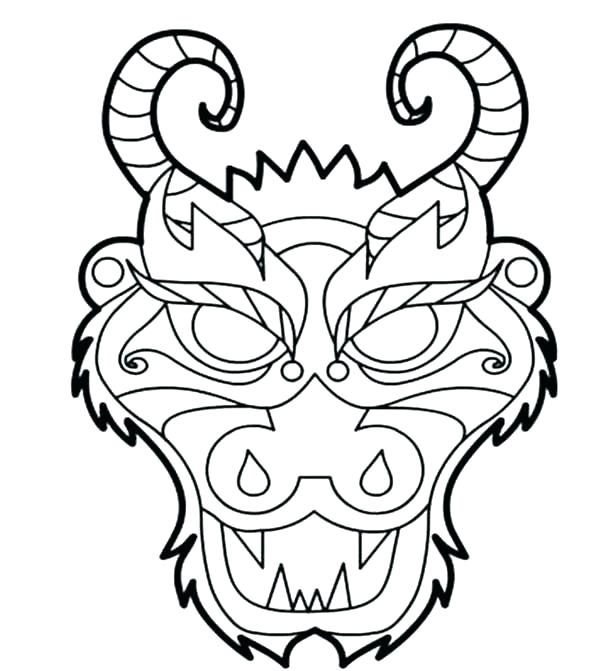600x671 Chinese New Year Dragon Face Coloring Page Pages Free Download N
