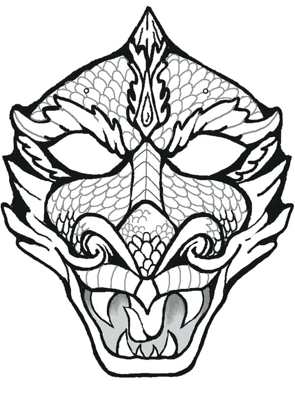600x806 Beautiful Dragon Face Coloring Page Or Mask Coloring Page Dragon