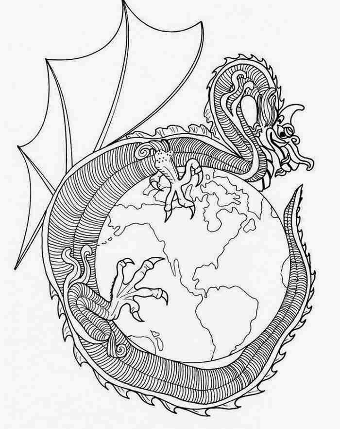 700x882 Dragon Mandala Coloring Pages