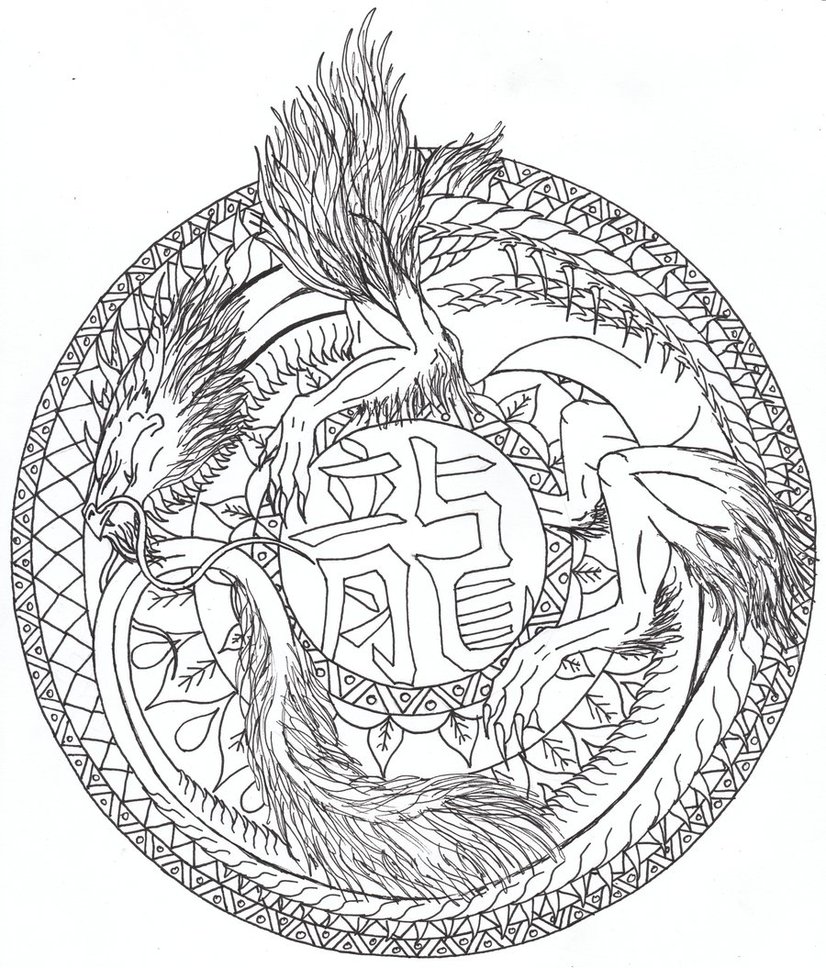 826x968 Dragon Mandala Coloring Pages