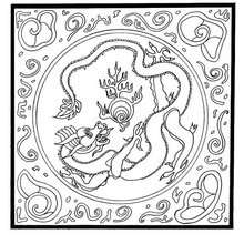 220x220 Dragon With Pearl Mandala Coloring Pages