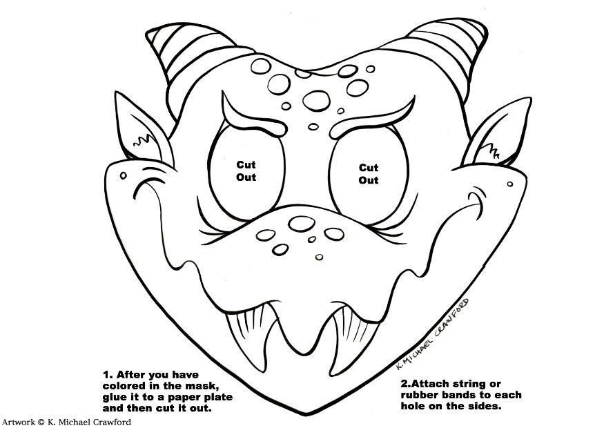 875x620 Coloring Page Dragon Mask