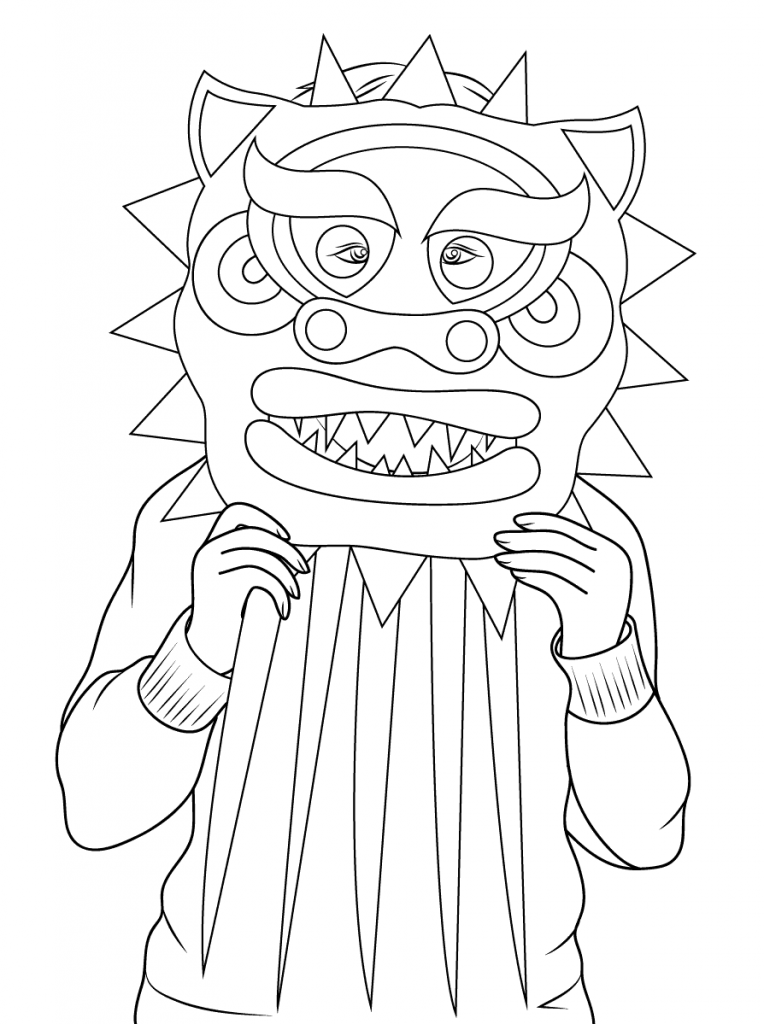 764x1024 Chinese Culture Dragon Mask Coloring Pages