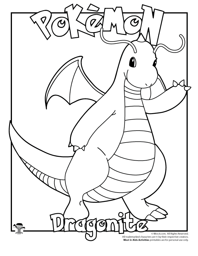 680x880 Dragonite Coloring Page